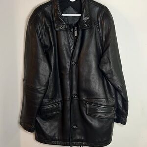 Roundtree & Yorke Lamb Skin Leather Jacket Men's Size L Zip Button Front